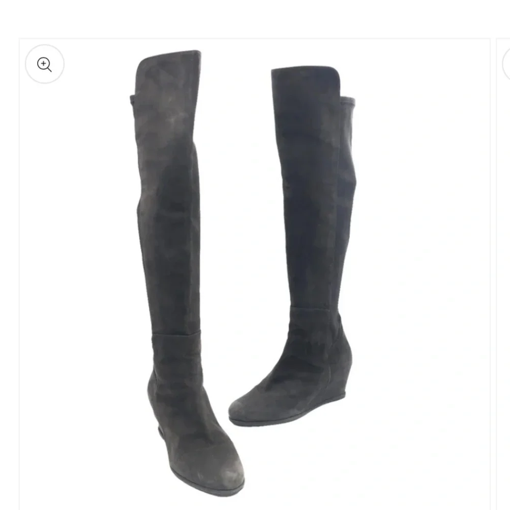 stuart weitzman gray wedge boots otk 7 $450 Y2k spring boho suede  party formal